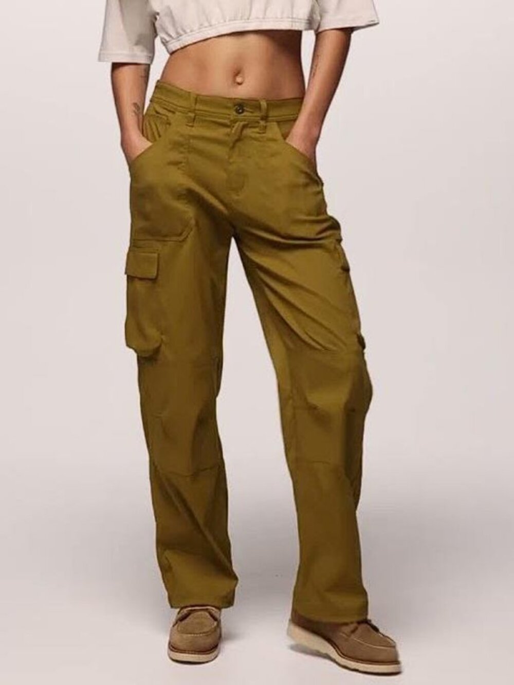 PRANA Women's Stretch Zion Cargo Pant Size 10/31 In Retro Olive